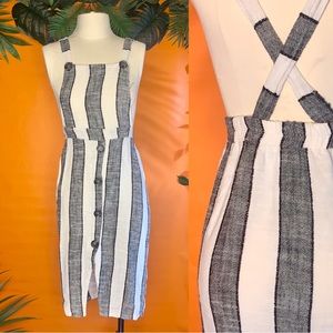 SOLD- urban Romantics Striped Overall Dress